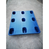 泰川塑胶供应蓝色塑胶卡板  单面塑料托盘  九脚塑料托板