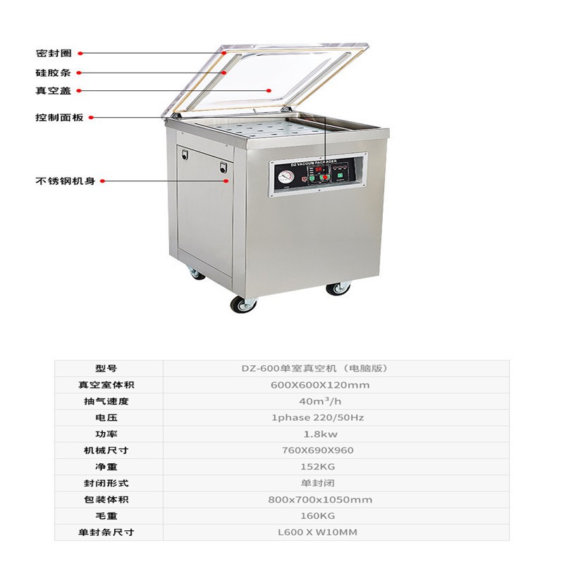 真空封包机 熟食真空封口机可以保鲜,对食物进行良好的储存图3