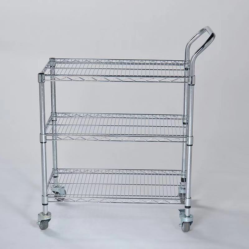 医用小推车、三层网格不锈钢小推车图1